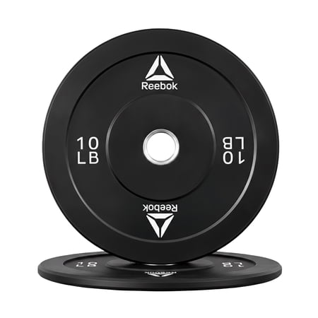 Reebok 10lb Olympic Rubber Bumper Plates (Set of 2) – Low-Bounce Plates for Strength Training