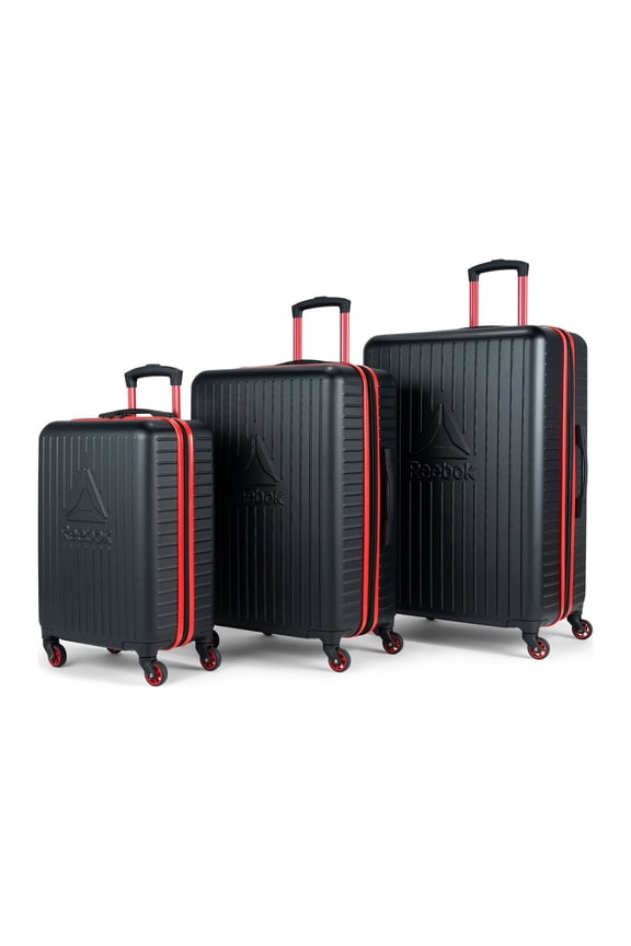30” Unisex 3-Piece Hardside Luggage Set, Black