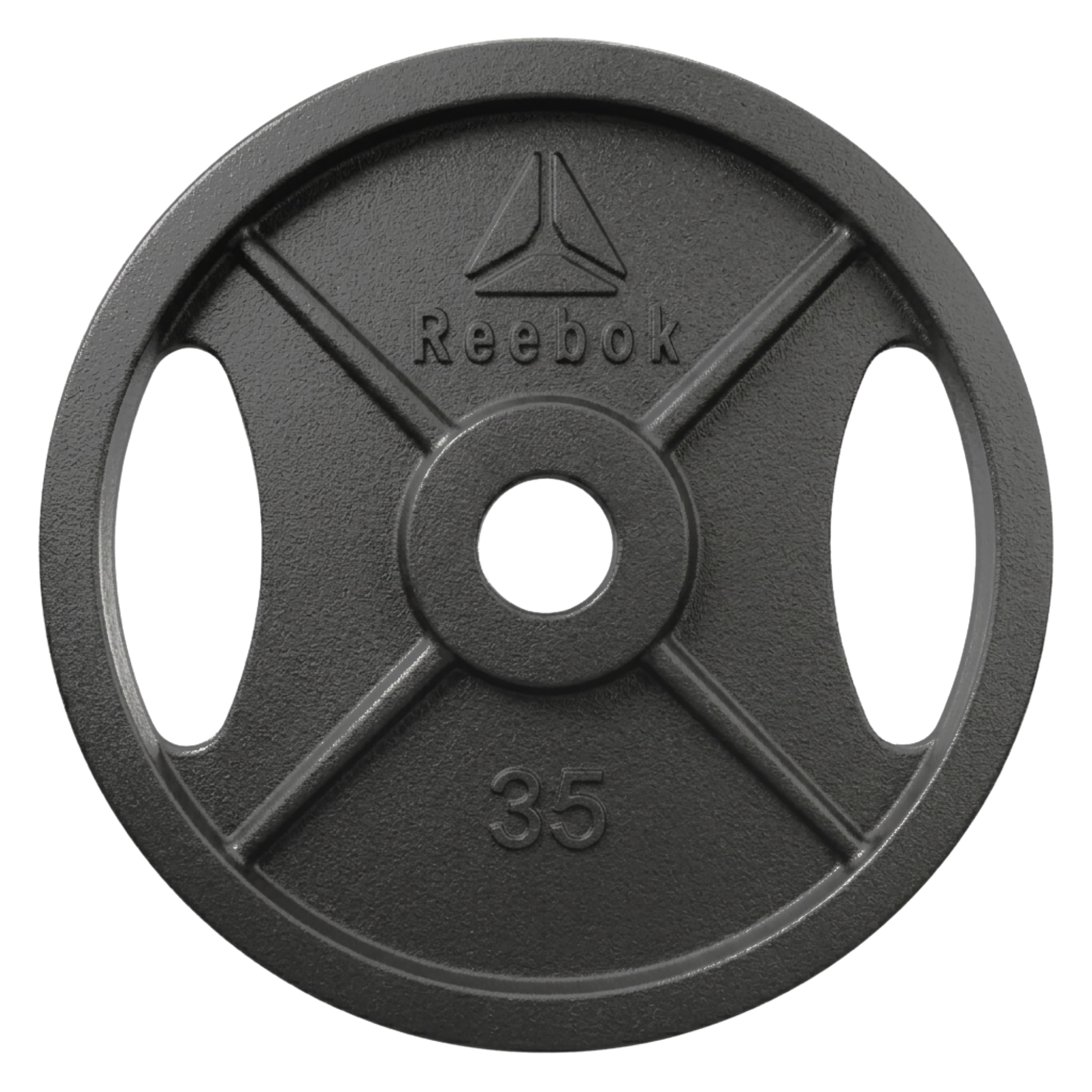 Reebok 35lb Olympic Cast Iron Precision Weight Plate with 2-Grip Handles for Strength Training