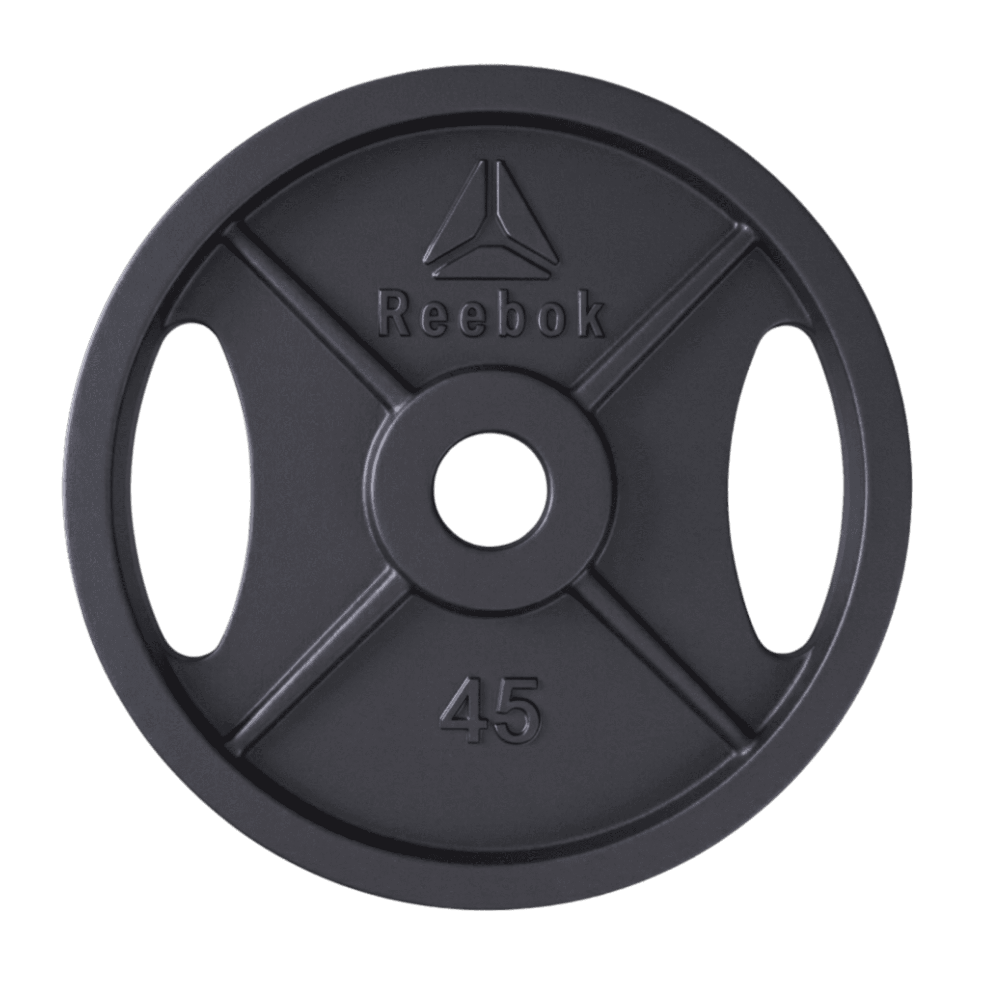 Reebok 45lb Olympic Cast Iron Precision Weight Plate with 2-Grip Handles for Strength Training