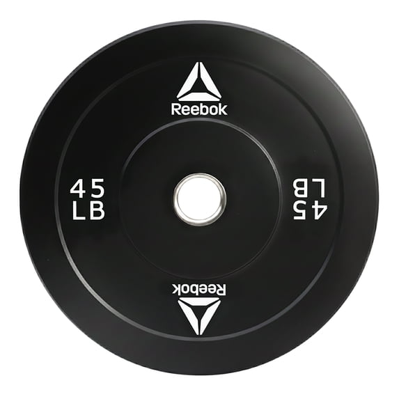 Reebok 45lb Olympic Rubber Bumper Plate – Low-Bounce Plates for Strength Training