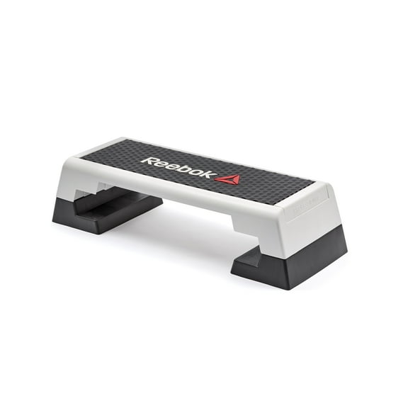 Reebok Fitness Delta Adjustable Aerobic Step Exercise Platform Home Gym Workout Equipment, Black/White