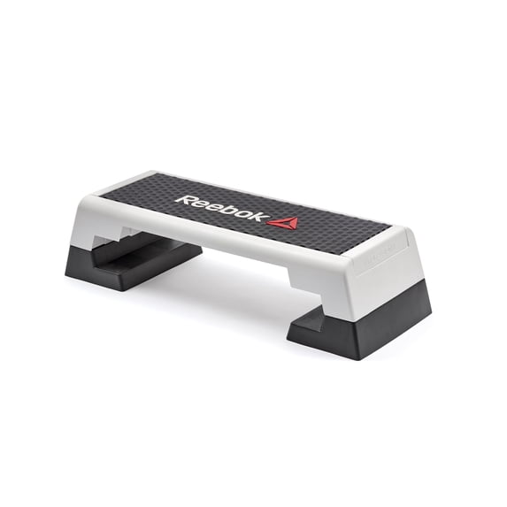 Reebok Fitness Delta Adjustable Aerobic Step Exercise Platform Home Gym Workout Equipment, Black/White