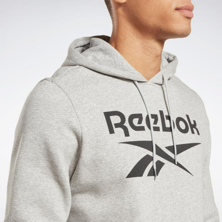 Reebok Apparel Men s Reebok Identity Fleece Stacked Logo Pullover Hoodi Reebok Training App Men Grey M M Reg US
