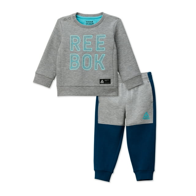 Reebok Baby and Toddler Boy Color Blocked Crew Neck Pullover & Jogger