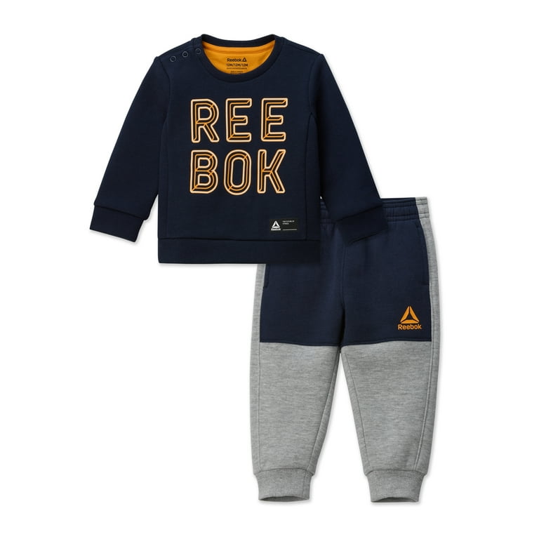Reebok Baby and Toddler Boy Color Blocked Crew Neck Pullover Jogger Pant Set 2 Piece Outfit Sizes 0 3 24 Months