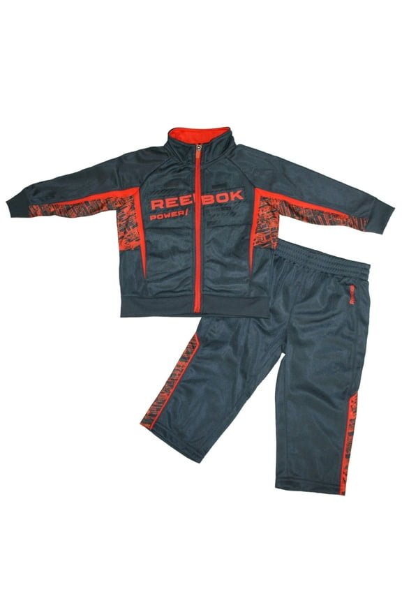 Baby Boy's 2 Piece Athletic Jacket/Pants Sweatsuit Gray/Orange Size 12 Months