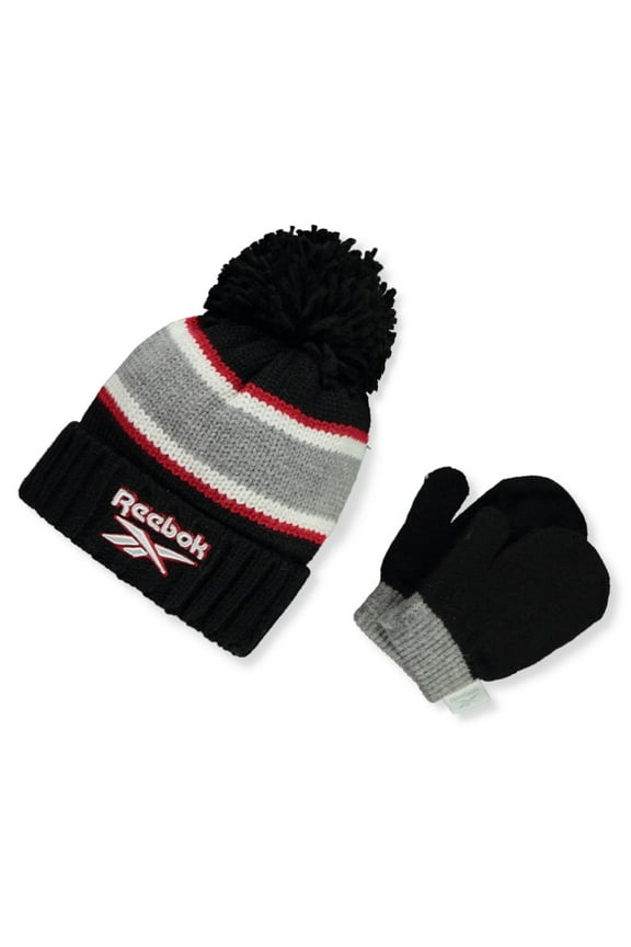 Baby Boys' 2-Piece Hat & Mittens Set Color: black/red Size: 6 - 12 months
