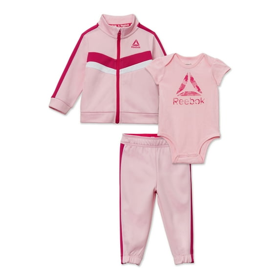 Reebok Baby and Toddler Jacket, Bodysuit and Jogger Pant Set, 3 Piece, Sizes 0/3-24 Months
