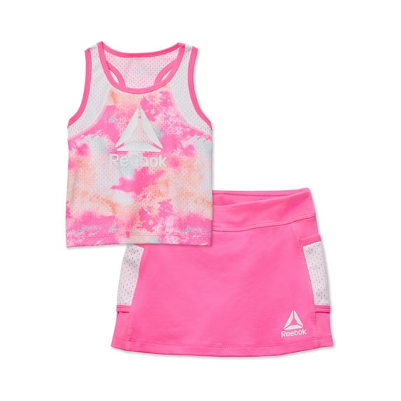 Reebok Baby and Toddler Girl Splatter Print Tank and Tennis Skort Outfit Set, 2-Piece, Sizes 12M-5T