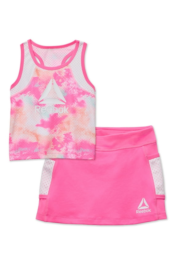 Baby and Toddler Girl Splatter Print Tank and Tennis Skort Outfit Set, 2-Piece, Sizes 12M-5T