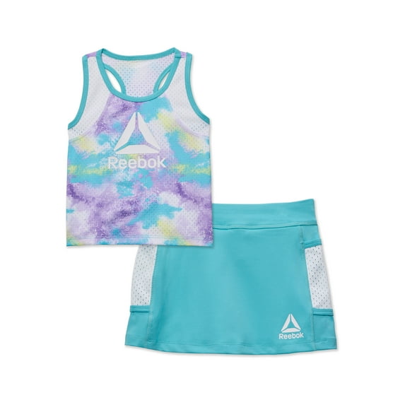 Reebok Baby and Toddler Girl Splatter Print Tank and Tennis Skort Outfit Set, 2-Piece, Sizes 12M-5T