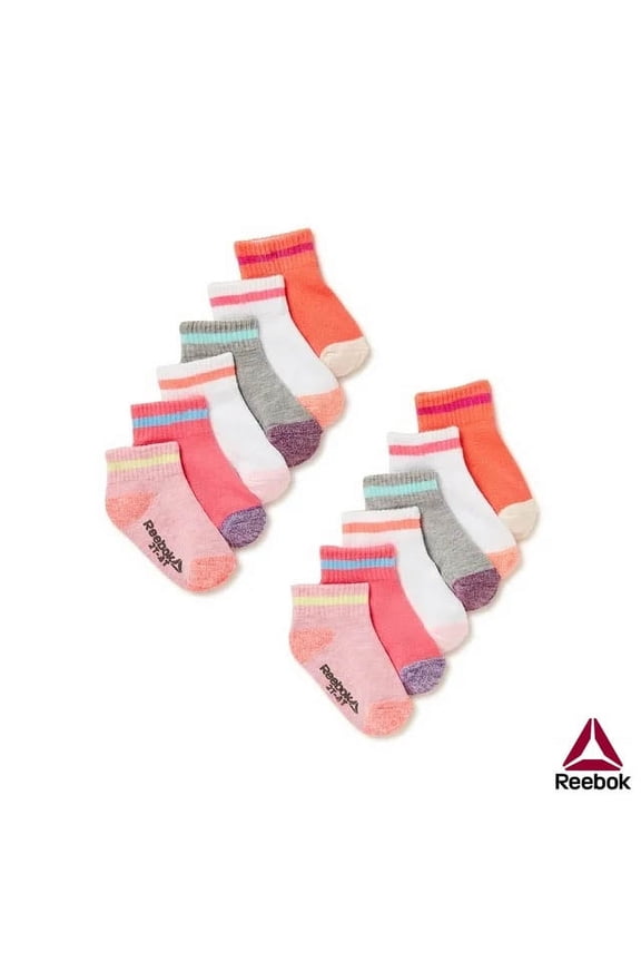 Baby and Toddler Girls' Quarter Socks, 12-Pack, 6M-4T