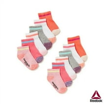 Reebok Baby and Toddler Girls' Quarter Socks, 12-Pack, 6M-4T