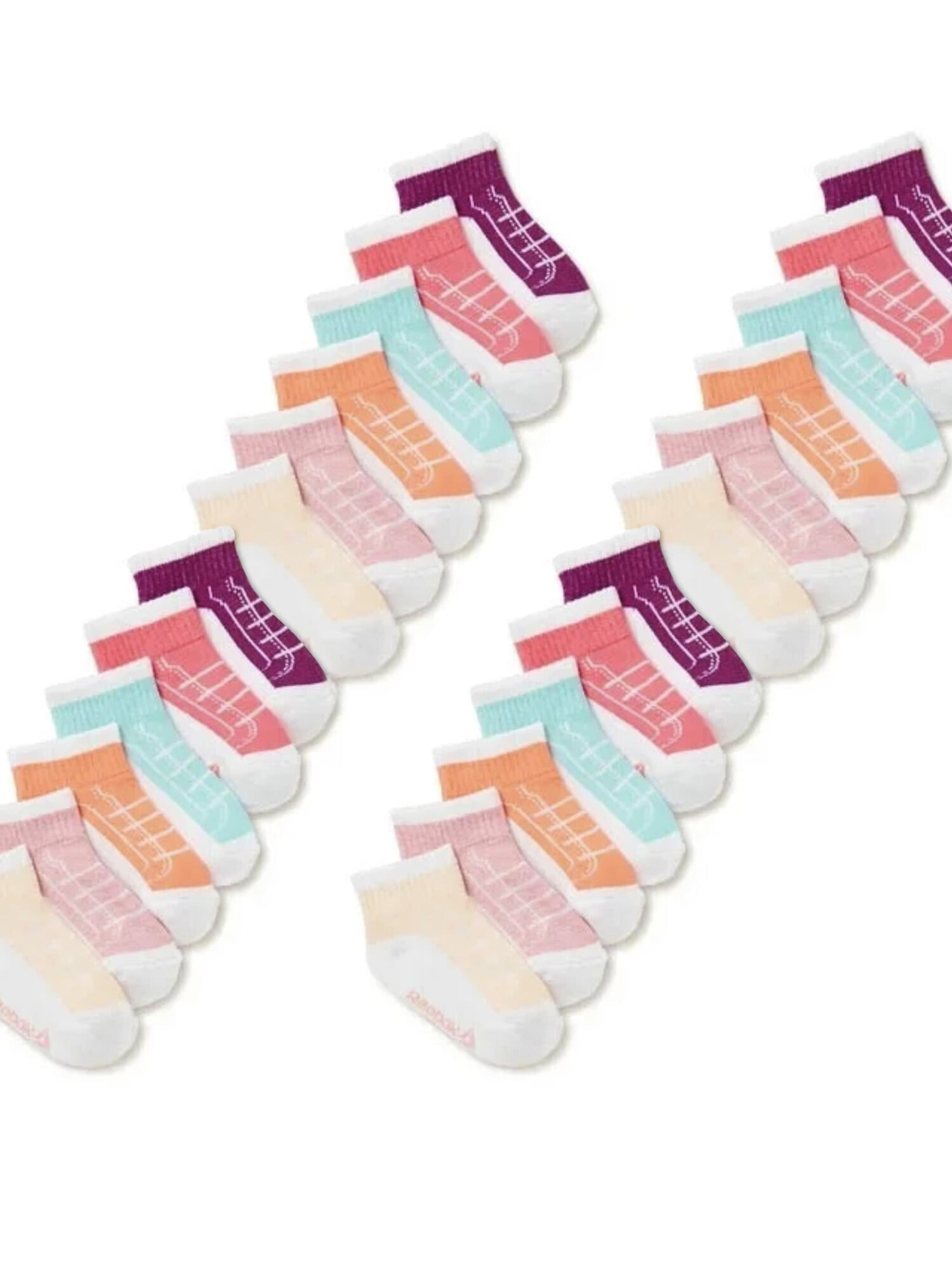Reebok Baby and Toddler Quarter Socks, 24-Pack, Size 6M- 4T