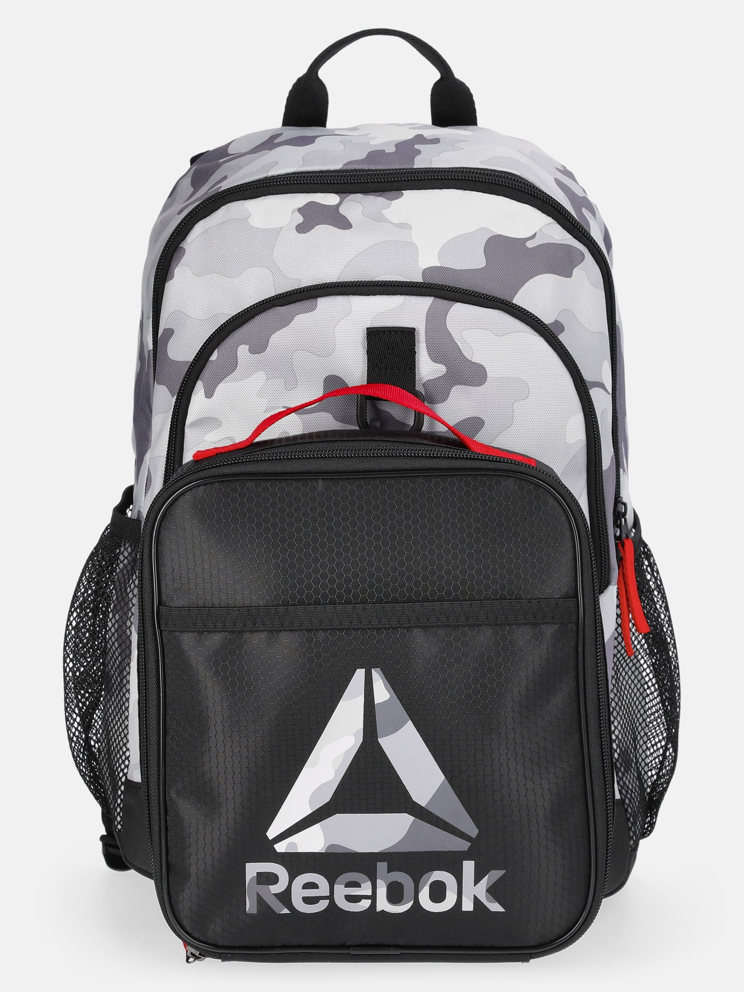 Reebok Kids' Charlie 17" Laptop Backpack and Lunch Bag Set, 2-Piece, Grey Camo