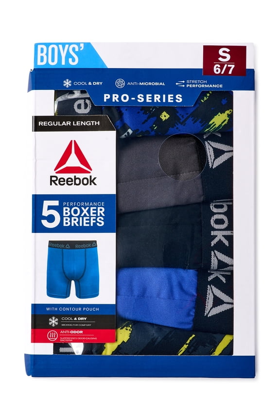 Boys Performance Boxer Brief Underwear, 5-Pack, Sizes S-XL