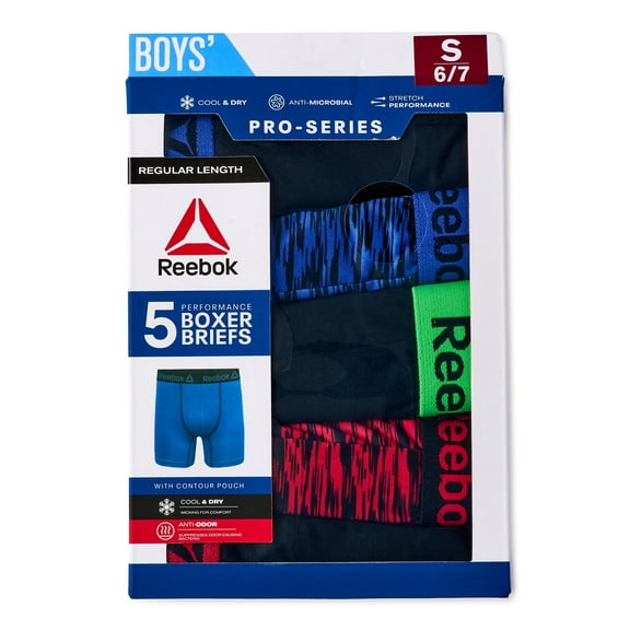 Reebok Boys Performance Boxer Brief Underwear, 5-Pack, Sizes S-XL