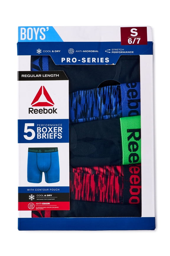 Boys Performance Boxer Brief Underwear, 5-Pack, Sizes S-XL
