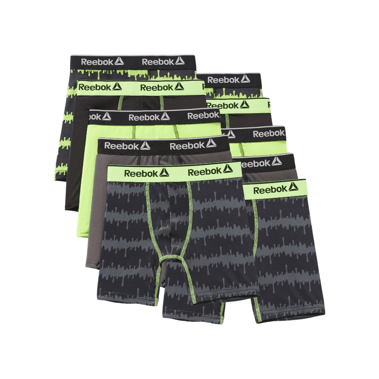 Reebok Boys Performance Boxer Briefs 10 Pack Sizes Small 23 23.5 Inch Waist Green Black Assorted Walmart