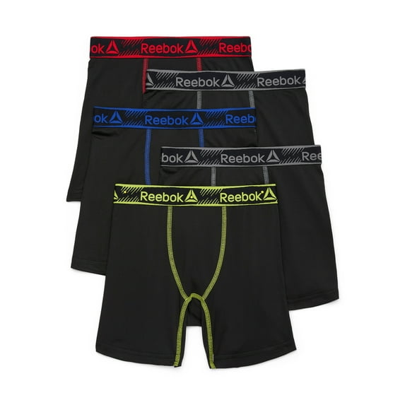 Reebok Boys Performance Featherweight Boxer Brief Underwear, 5-Pack, Sizes S-XL