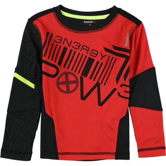 Reebok Boys Power Long Sleeve Graphic T-Shirt, Red, Little Kids (4-7), XXS (4)