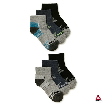 Reebok Boys Pros Series Quarter Socks, 6-Pack