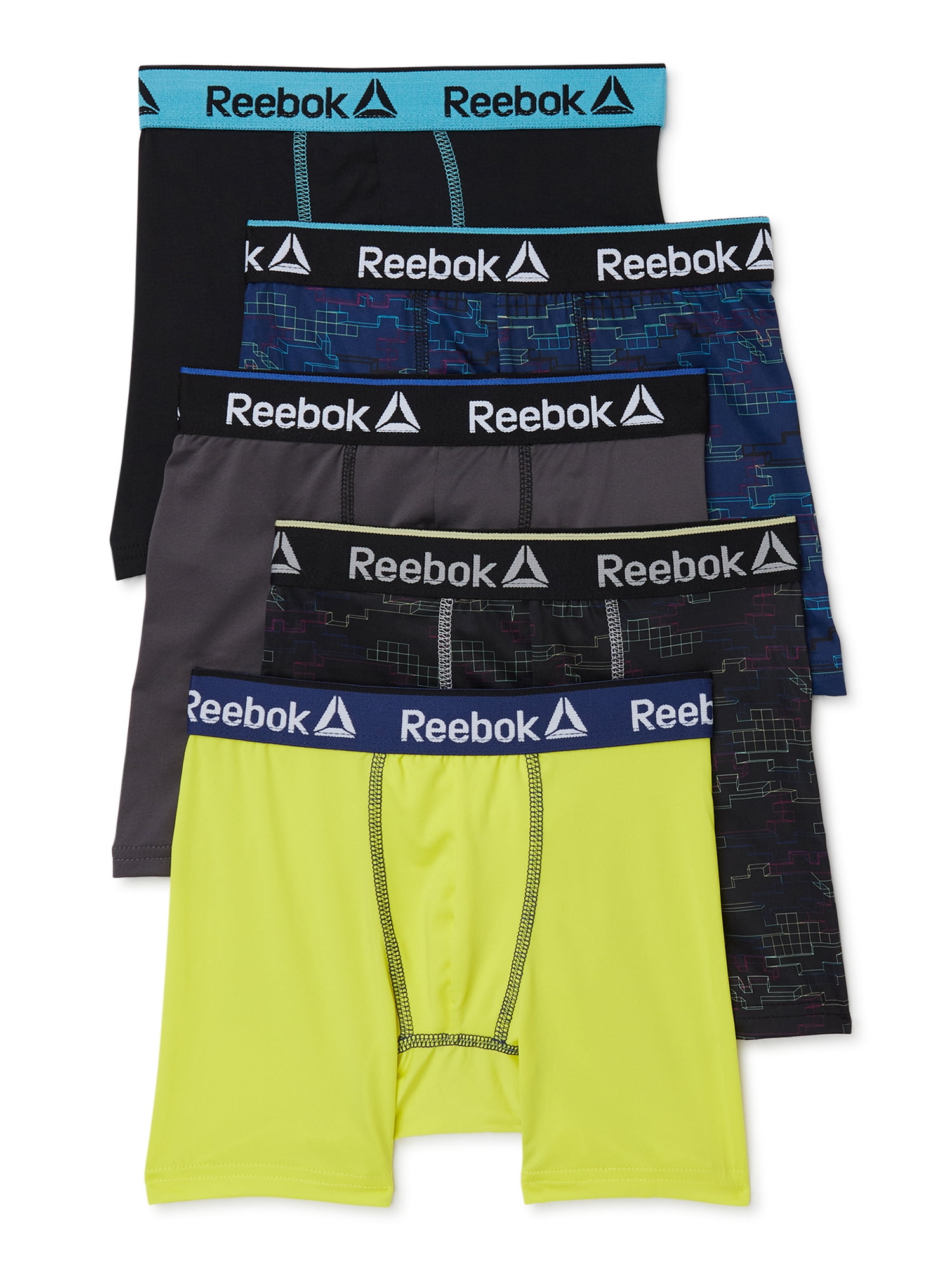 Reebok Boys Underwear Performance Boxer Briefs, Small, 5-Pack 