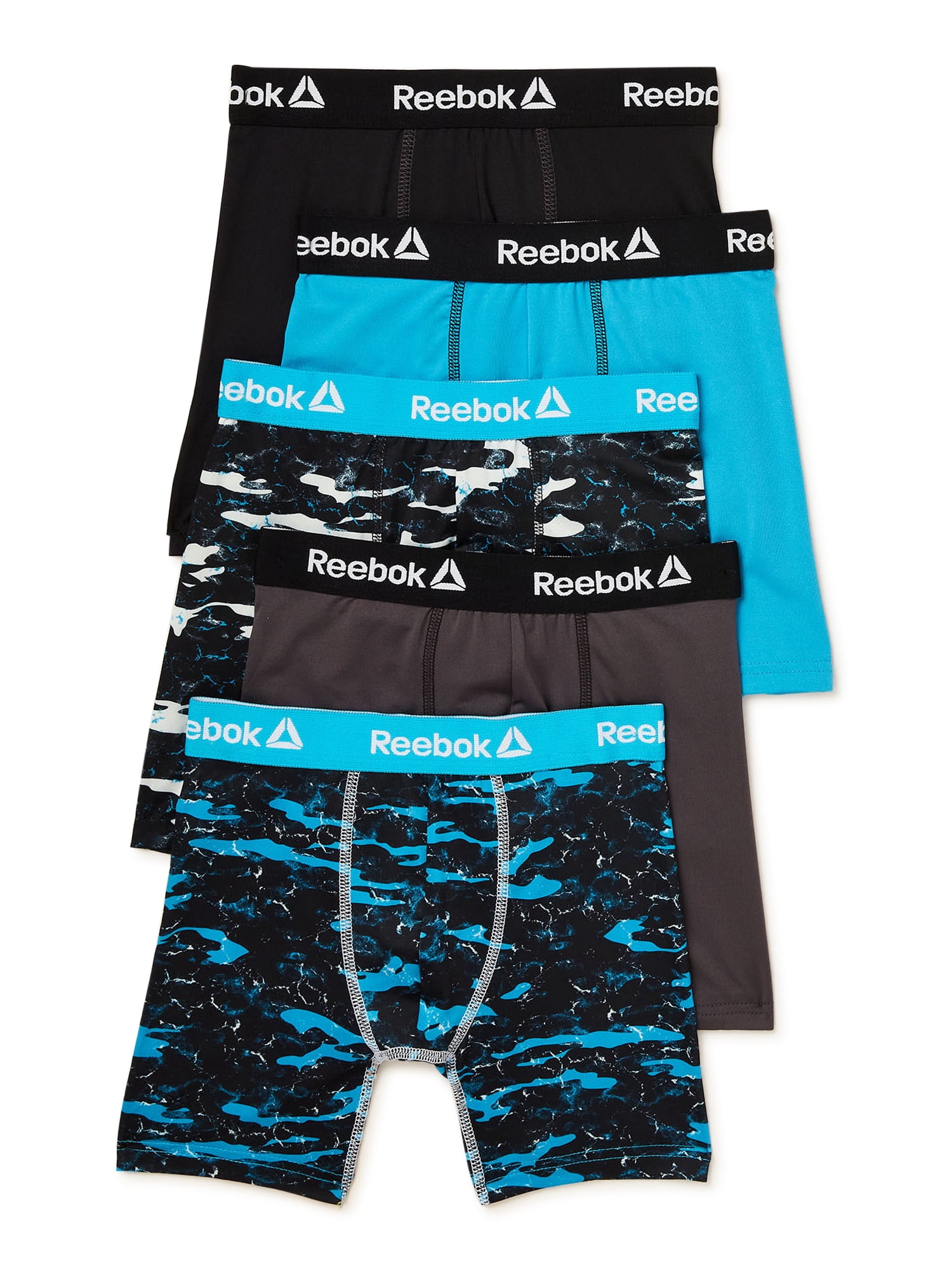 Reebok Boys Underwear Performance Boxer Briefs, XLarge, 5-Pack