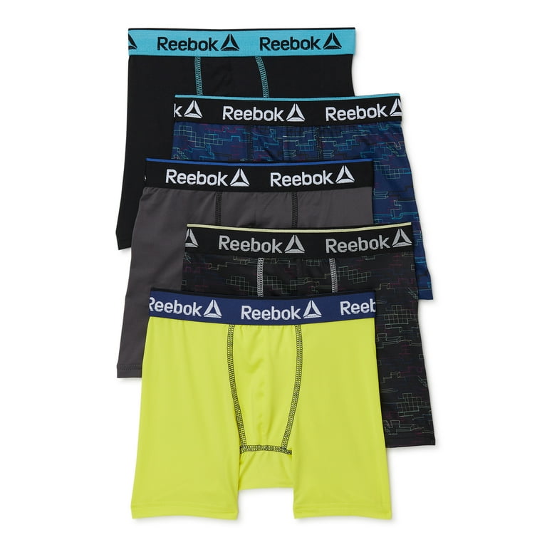 Reebok Boys Underwear Performance Boxer Briefs, Medium, 5-Pack 