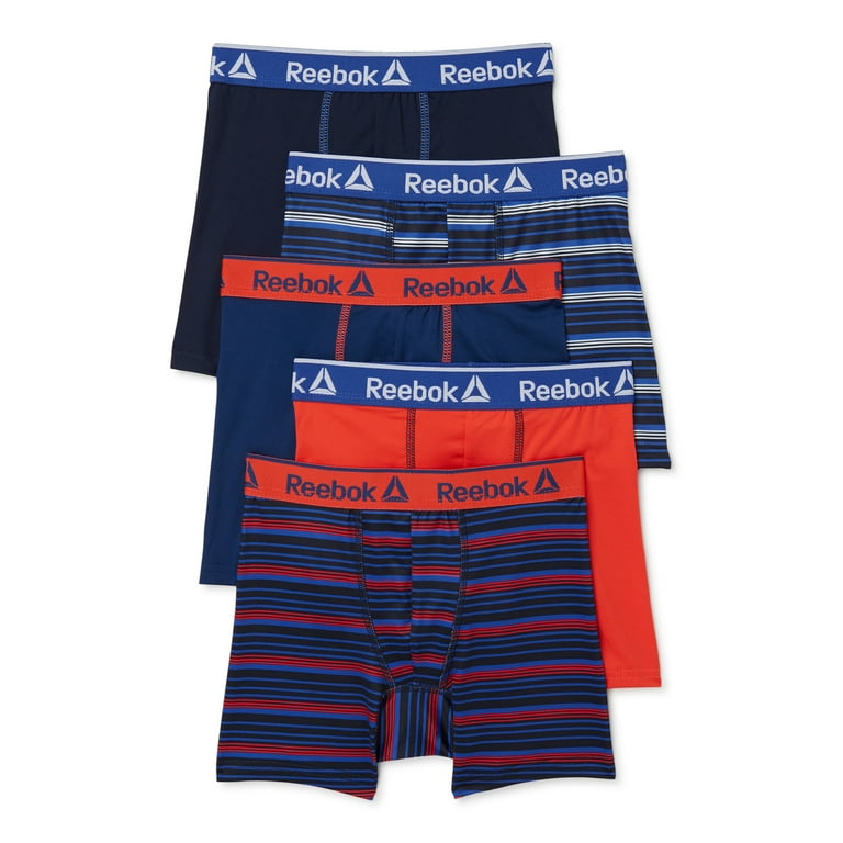 Reebok Boys Underwear Performance Boxer Briefs, XLarge, 5-Pack
