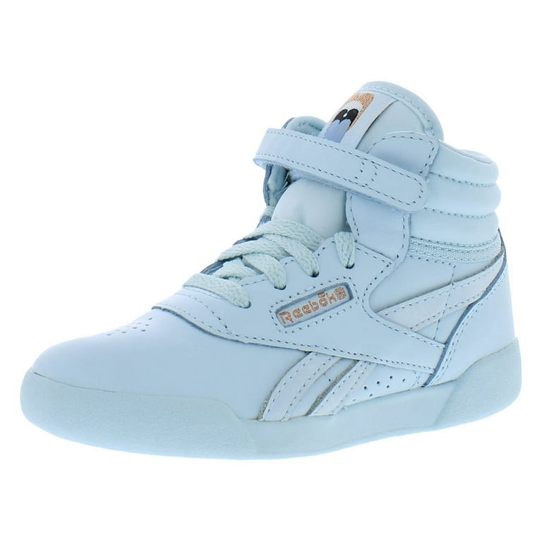 Reebok Girls Toddler Cardi B Freestyle Hi Casual Shoes in Blue Glass Blue Size 10.0 Leather