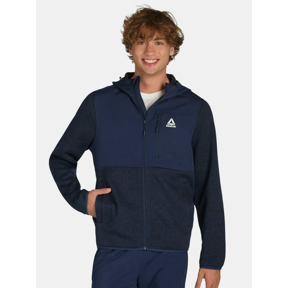 Reebok Delta Men's Hooded Sweater Fleece Jacket, Sizes M-2XL