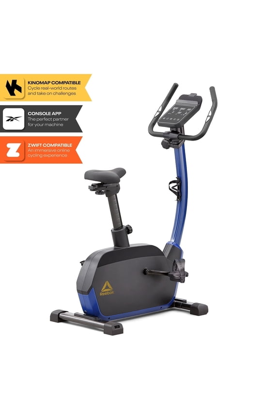 Fitness Delta FR30 Exercise Bike, Blue, Indoor Upright Stationary Cycling, Cardio Exercise, bluetooth, 32 electronic resistance levels