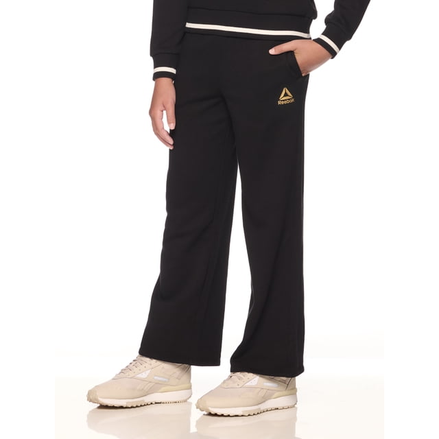 Reebok Girl’s Athletic Varsity Wide Leg Sweatpants, Sizes 4 18
