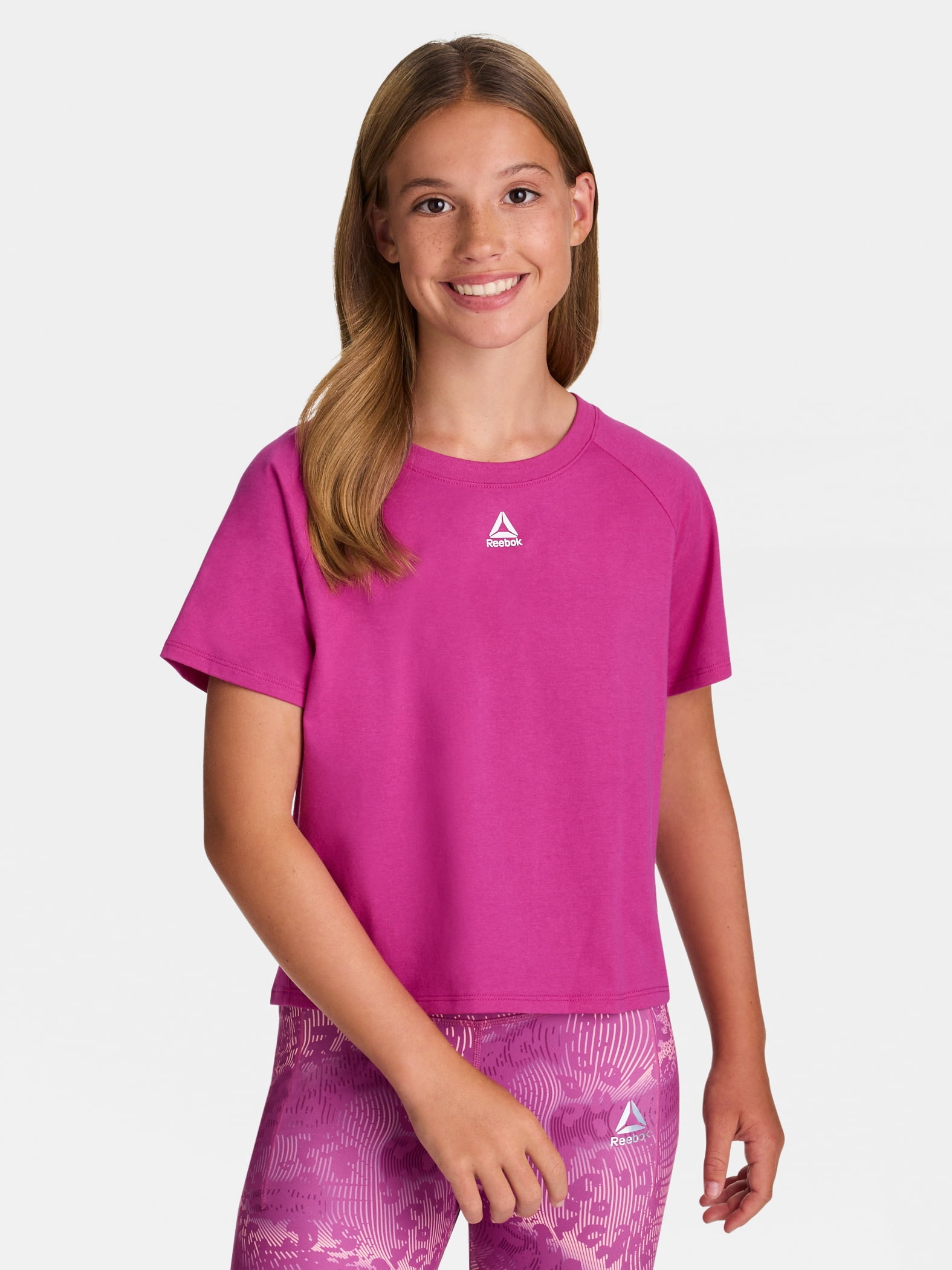 Reebok Girl’s Athletic Boxy Short Sleeve Graphic T-Shirt, Sizes 4-18