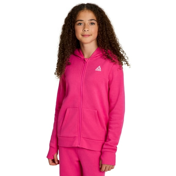 Reebok Girl’s Game Day Fleece Full Zip Hoodie, Sizes 4-18
