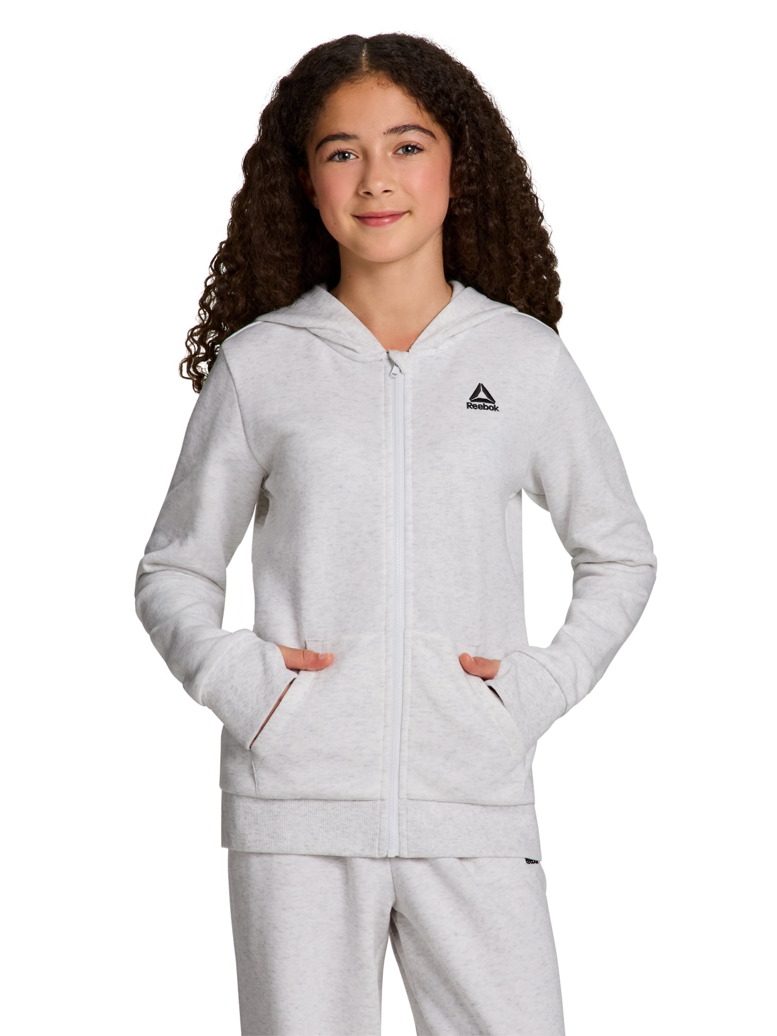 Reebok Girl’s Game Day Fleece Full Zip Hoodie, Sizes 4-18