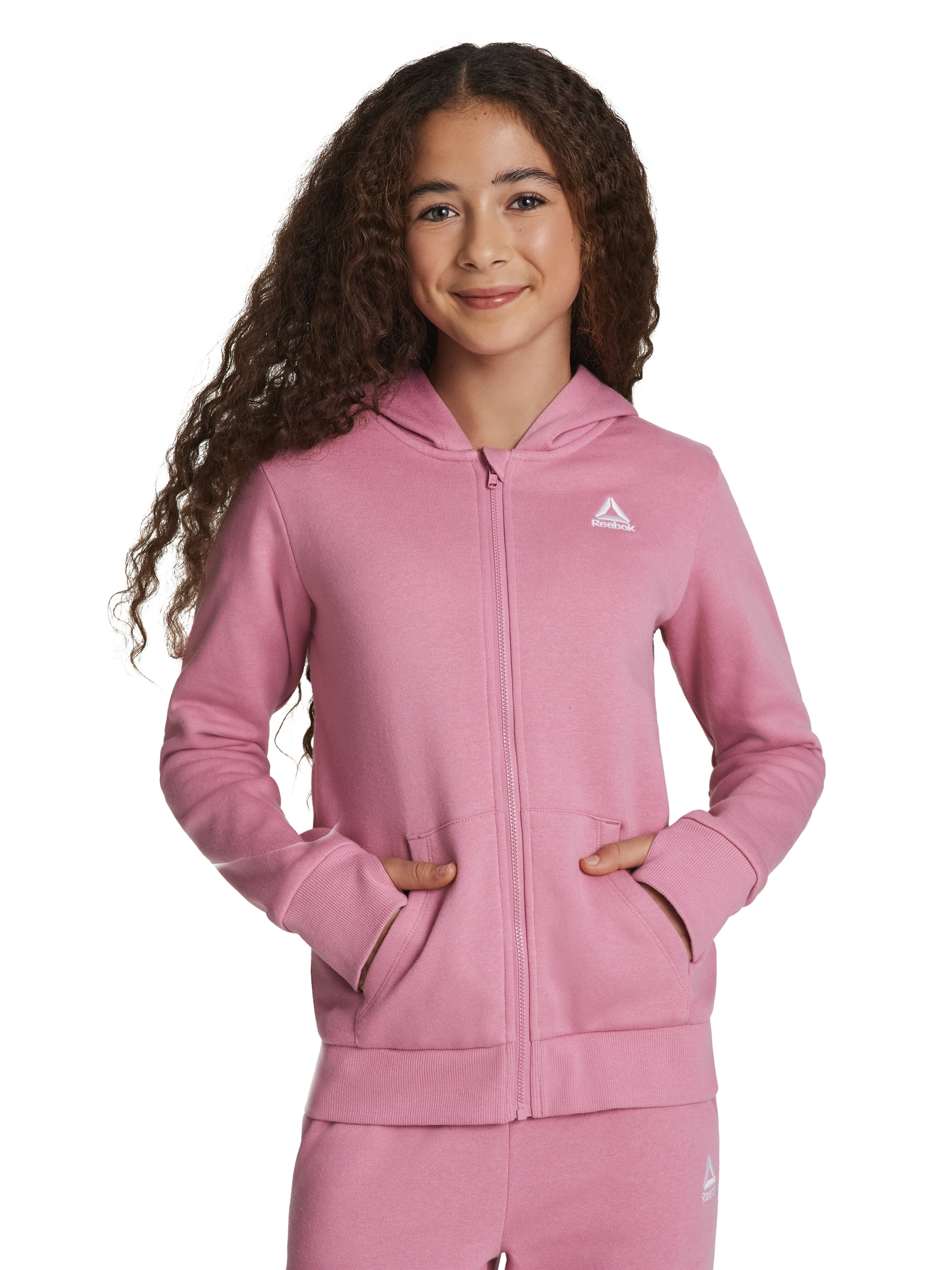 Reebok Girl’s Game Day Fleece Full Zip Hoodie, Sizes 4-18