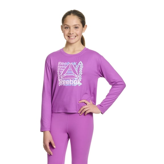 Reebok Girl's Athletic Long Sleeve Graphic T-Shirt, Sizes 4-18