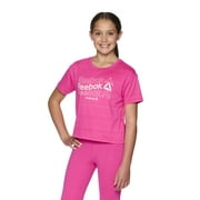 Reebok Girl's Athletic Striped Short Sleeve Graphic T-Shirt, Sizes 4-18