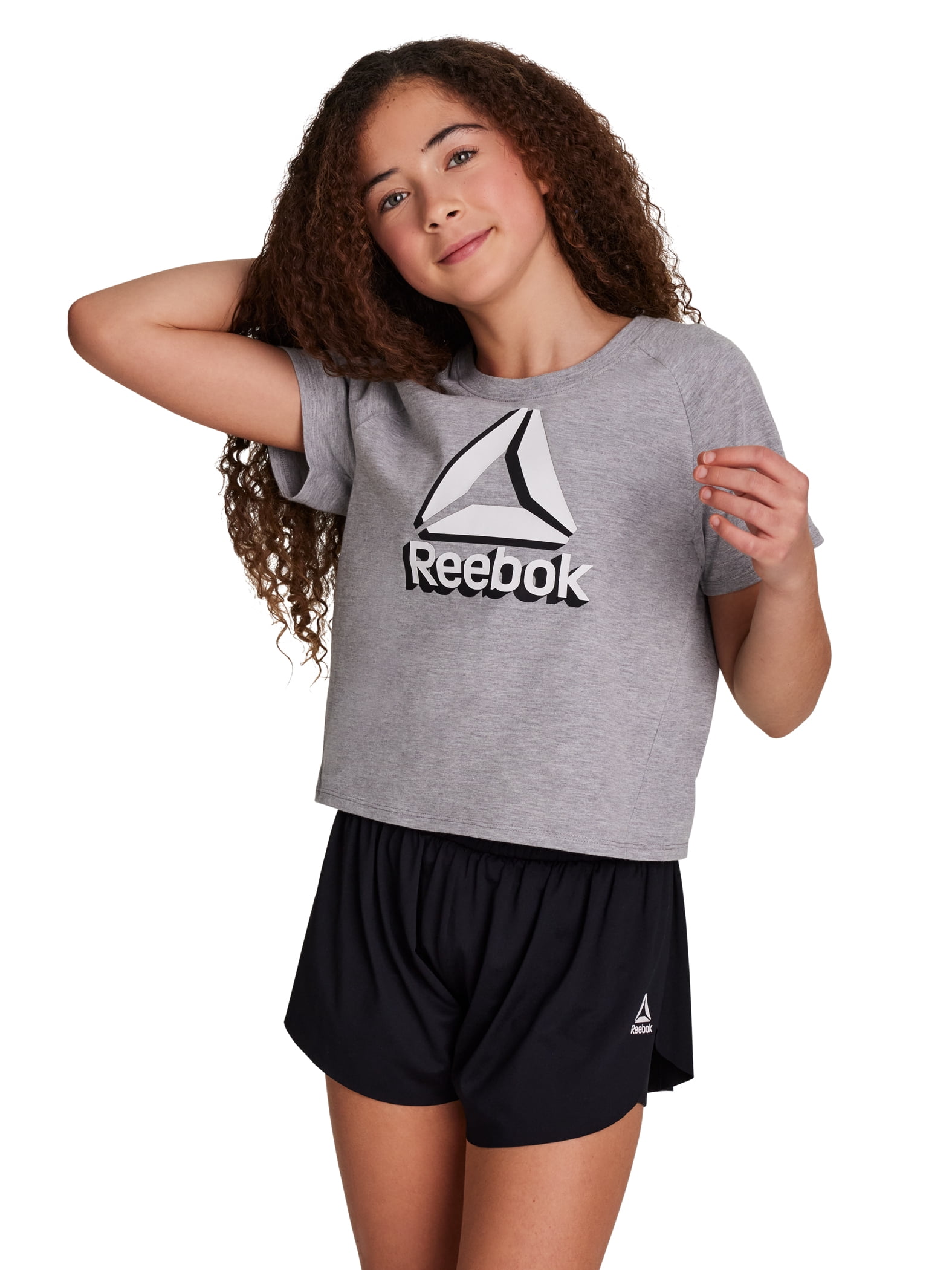 Reebok Girl's Athletic T-Shirt & Flutter Short, 2-Piece Set, Sizes 4-18