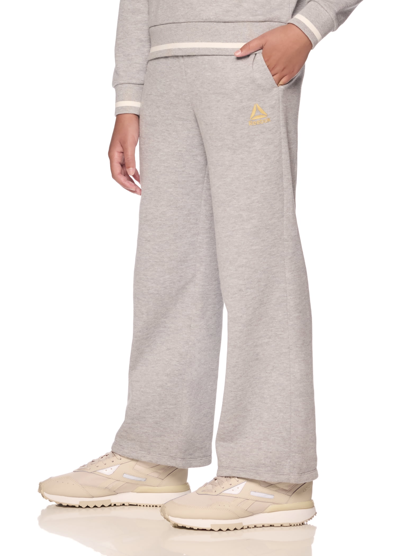 Reebok Girl's Athletic Varsity Wide Leg Sweatpants, Sizes 4