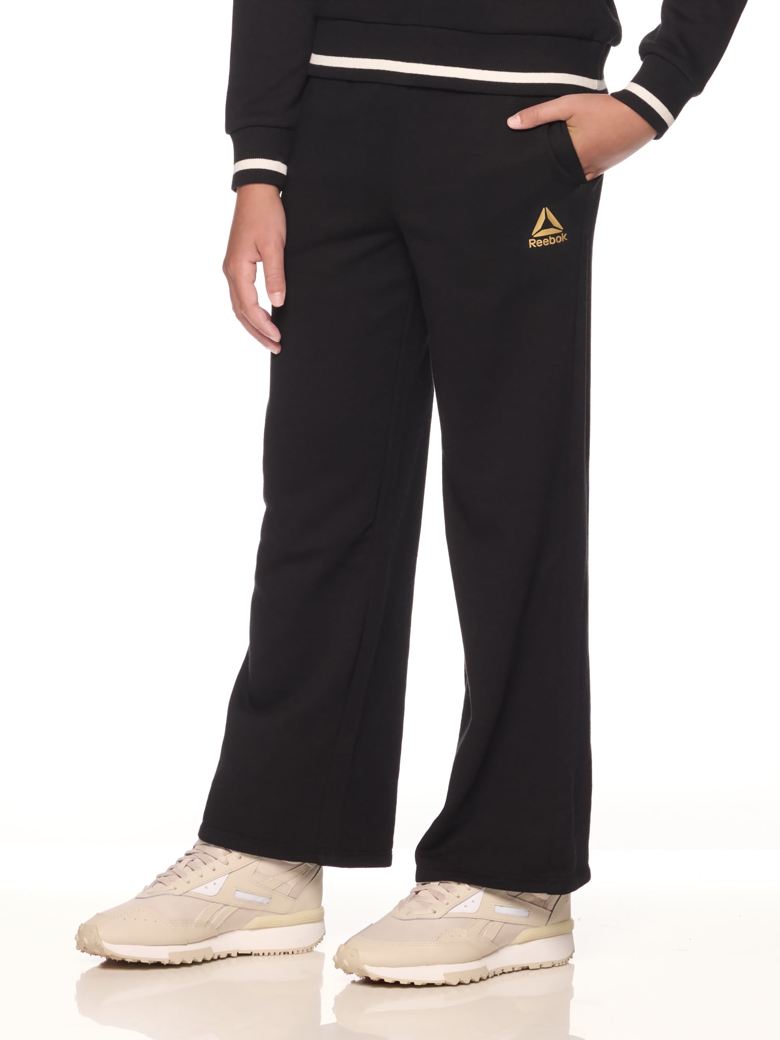 Reebok Girl’s Athletic Varsity Wide Leg Sweatpants, Sizes 4 – 18