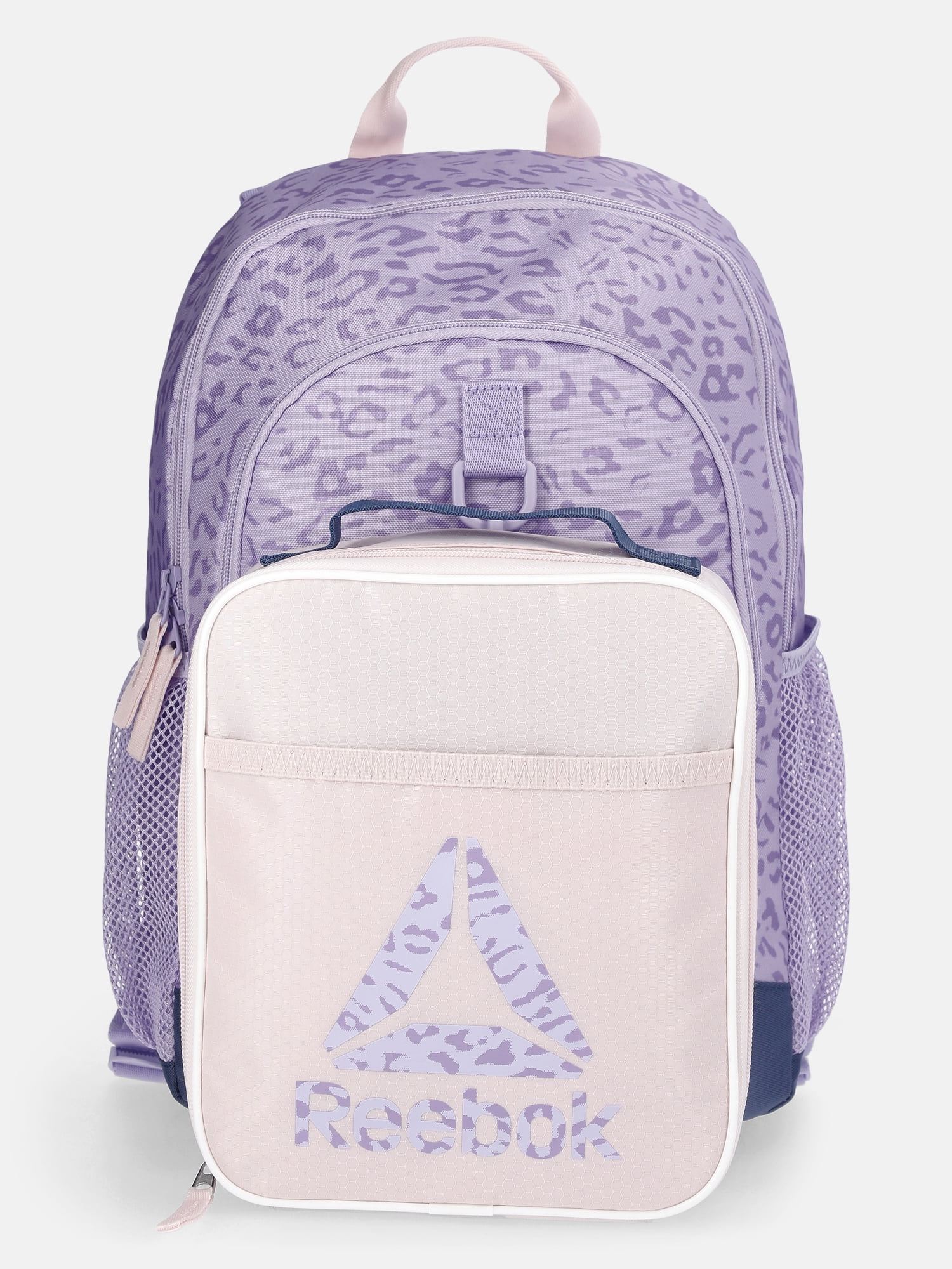 Reebok Kids' Charlie 17" Laptop Backpack and Lunch Bag Set, 2-Piece, Lavendar Leopard