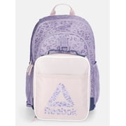 Reebok Kids Charlie 17" Laptop Backpack and Lunch Bag Set, 2-Piece, Lavendar Leopard