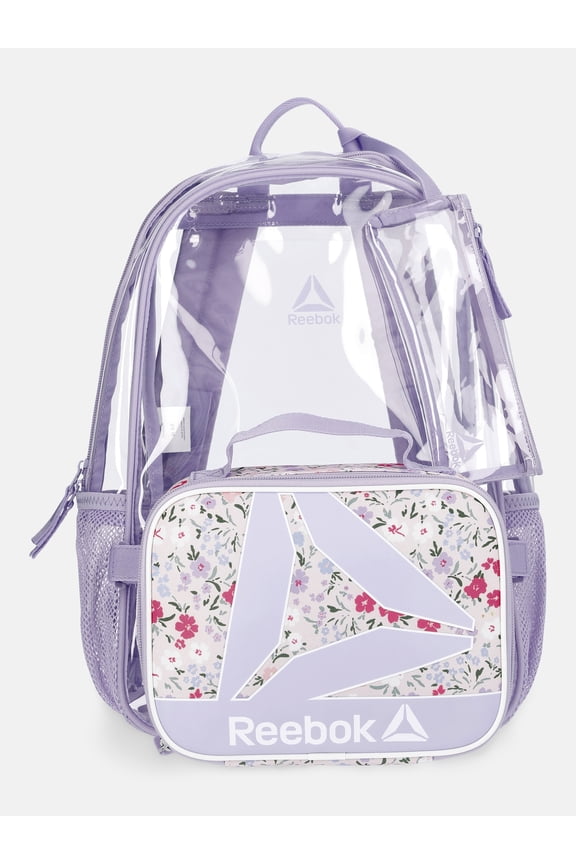 Kids' Dana17" Clear Backpack, Lunch Bag and Pencil Case Set, 3-Piece, Lavender