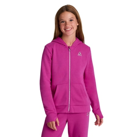 Reebok Girl’s Game Day Fleece Full Zip Hoodie, Sizes 4-18