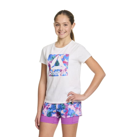 Reebok Girl’s Printed Short Sleeve Graphic T-Shirt, Sizes 4-18