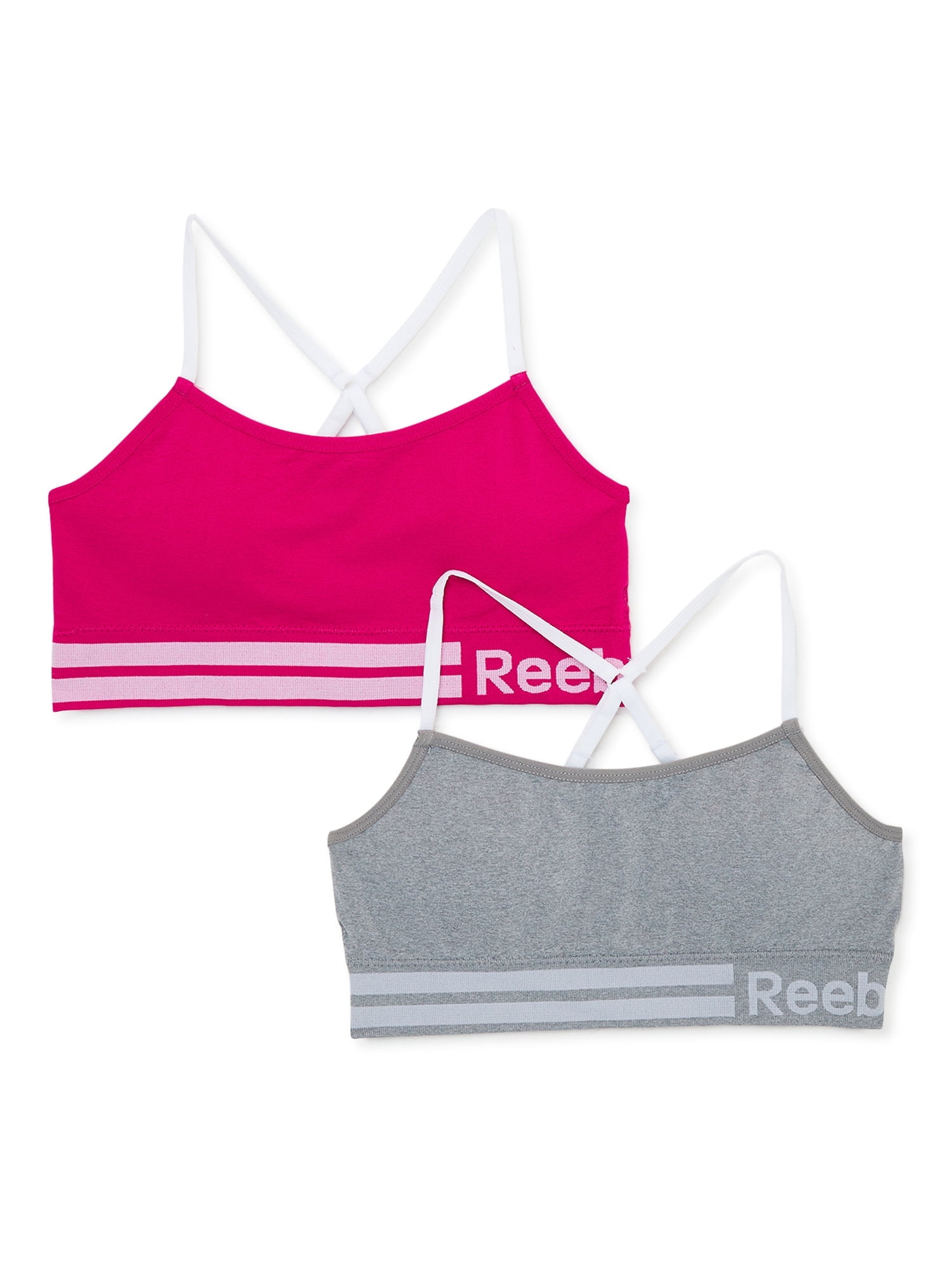 Reebok Girl's Seamless Longline Bralettes 2-Pack Sizes S to XL